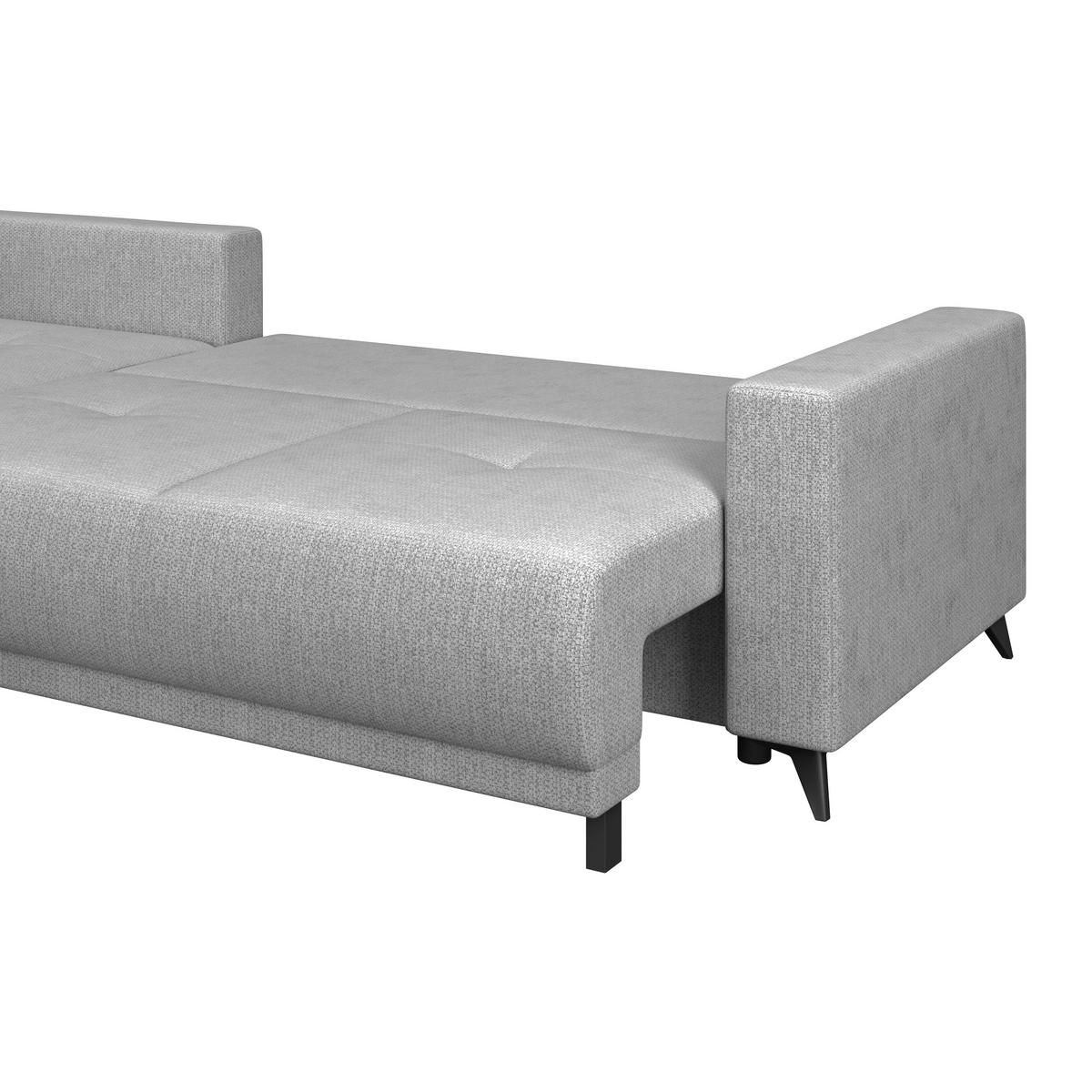 Ecksofa mit Schlaffunktion & Bettkasten Texas Dunkelgrau - Dunkelgrau/Schwarz, KONVENTIONELL, Holz (203/259cm)