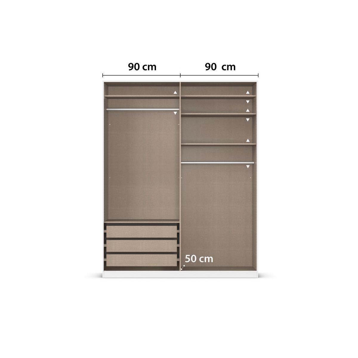 Kleiderschrank Safari mit Spiegel B: 181 cm - Champagner/Silberfarben, KONVENTIONELL, Holzwerkstoff (181/210/54cm)