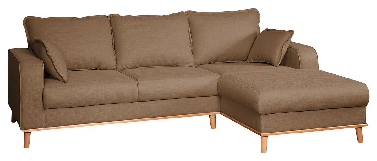 Ecksofa Beata Hellbraun S: 230x150 cm - Wengefarben/Hellbraun, Design, Textil (230/150cm) - Livetastic