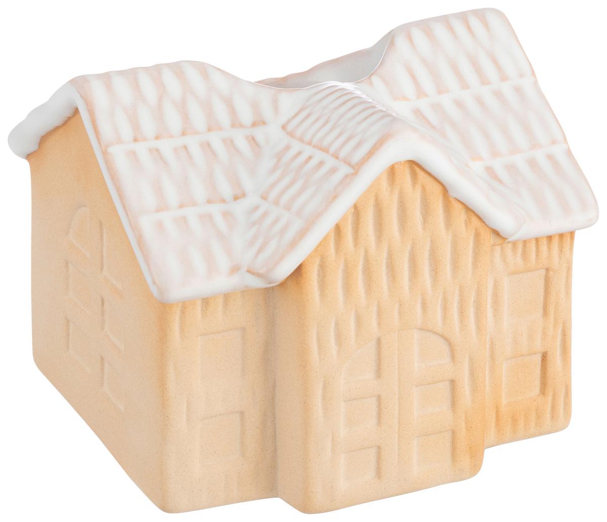 Dekohaus Lina - Braun/Weiß, KONVENTIONELL, Keramik (9,8/9/8,5cm) - Luca Bessoni