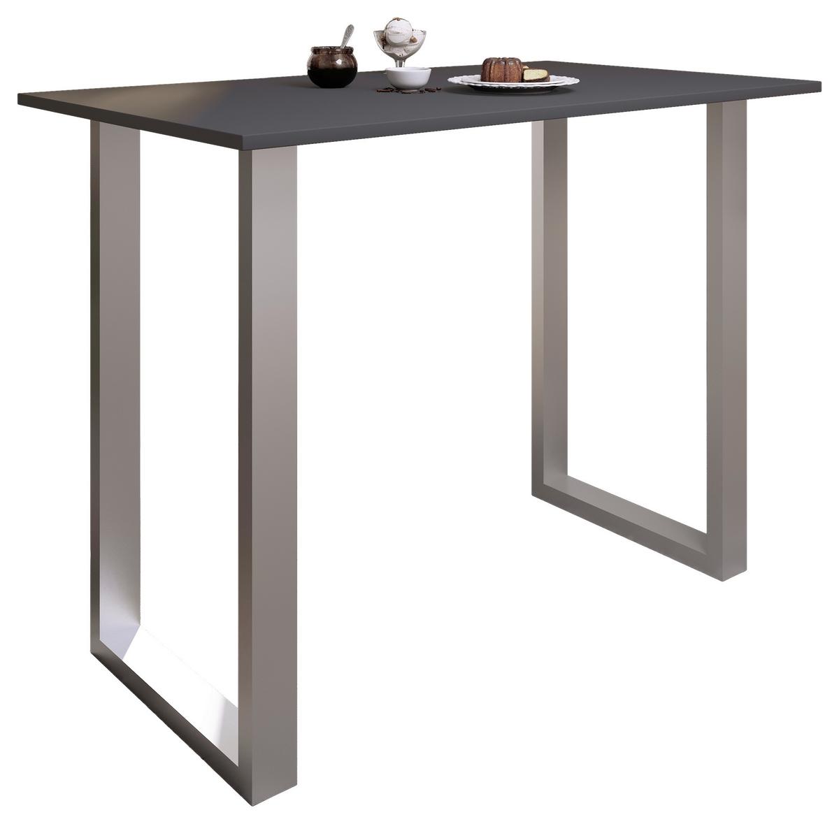 Bartisch Xona B 140x80 - Anthrazit/Silberfarben, KONVENTIONELL, Holzwerkstoff/Metall (140/80/102cm)