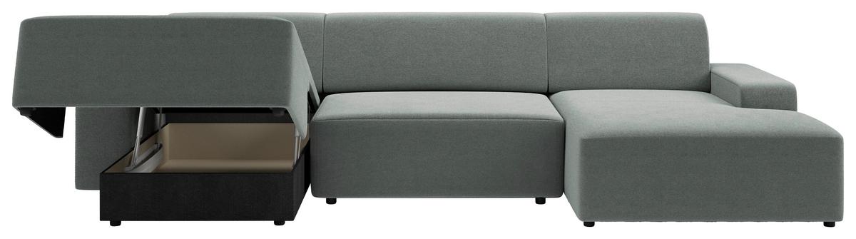 Wohnlandschaft Wien Grau U: 162x329x162 cm - Schwarz/Grau, MODERN, Textil (162/329/162cm) - Trendmanufaktur