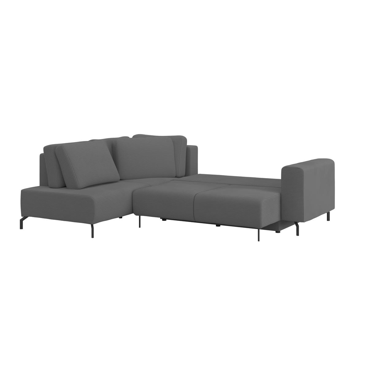 Rohová sedačka VENI, levá, tmavě šedý manšestr - černá/tmavě šedá, Moderní, textil (210/272cm) - Ondega