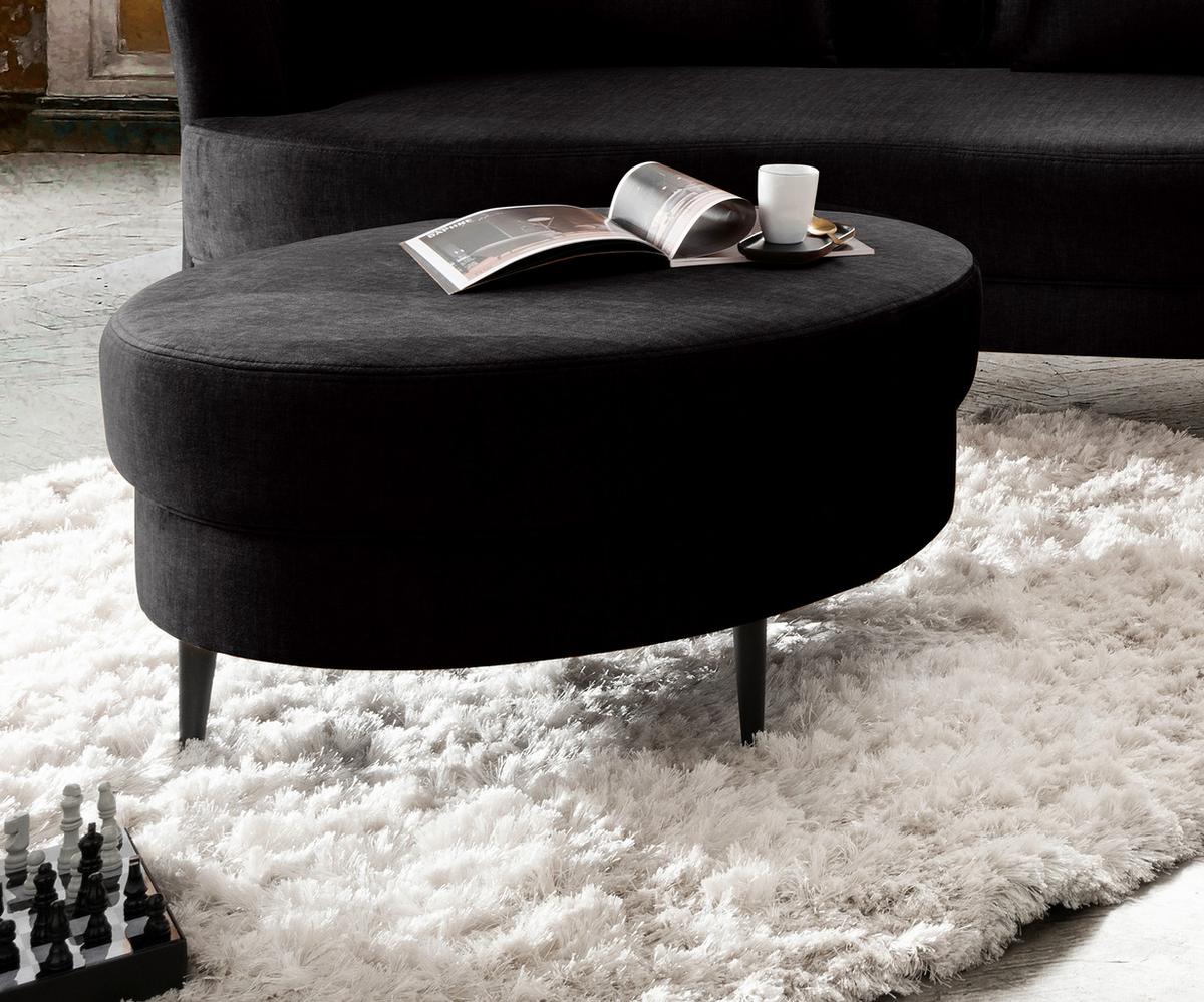 Hocker Pistaccio Anthrazit Velorus, D: 80 cm - Anthrazit/Schwarz, MODERN, Textil (80/43/80cm) - Livetastic