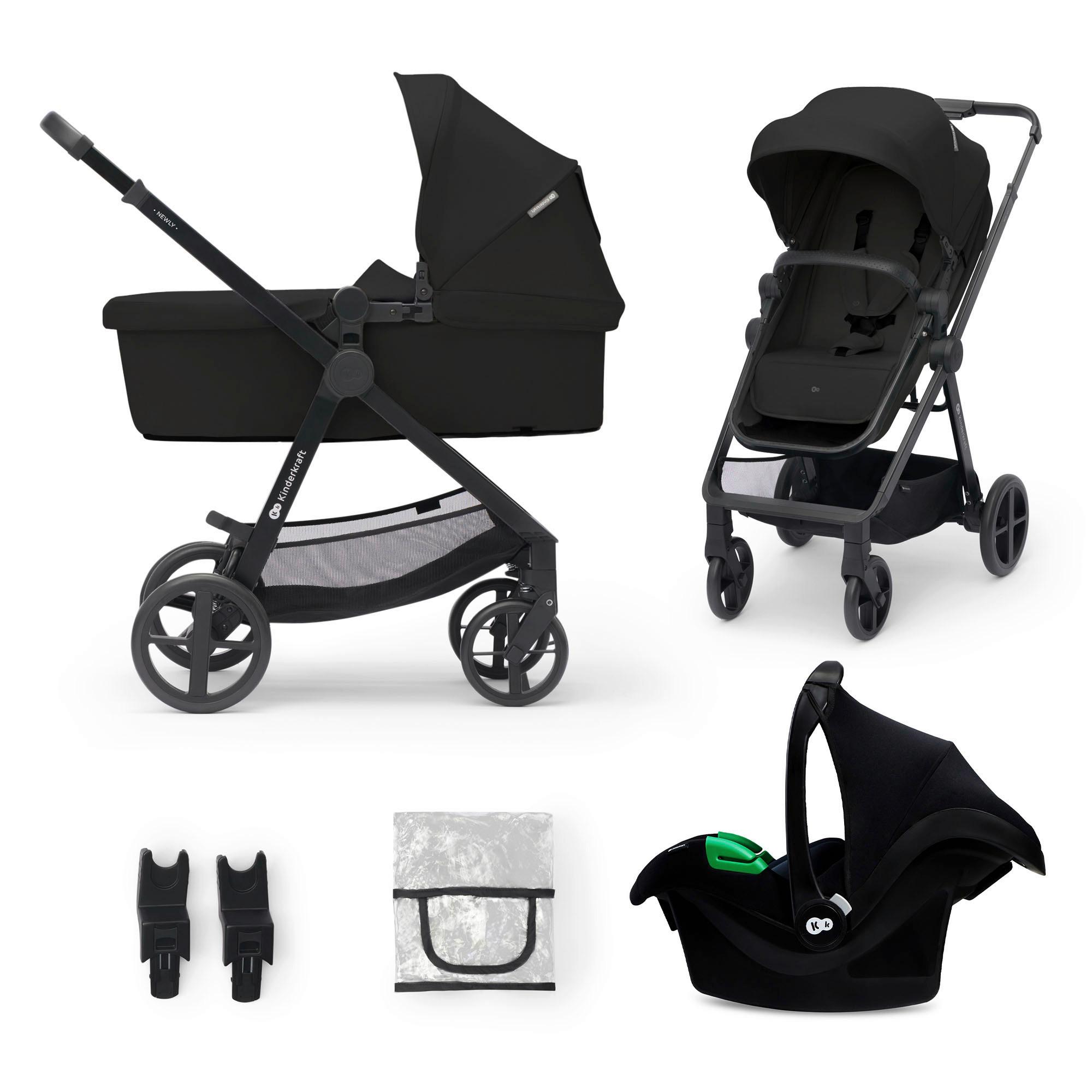 Kinderwagenset Newly 3 IN 1 Schwarz, B/H/T: 54x100x94cm - Schwarz, Basics, Metall (54/100/94cm) - Kinderkraft