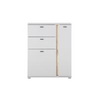 Highboard Long Island Weiß/Eiche Wotan B: 100 cm - Silberfarben/Eiche Wotan, Design, Holzwerkstoff (100/125/42cm) - MID.YOU