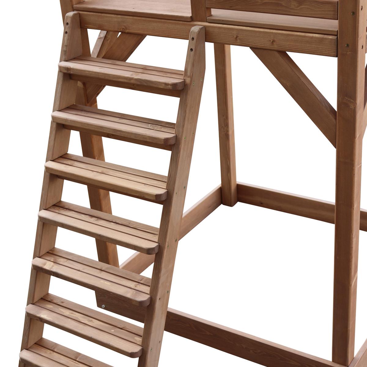 Spielturm A025.120.90 - Braun/Weiß, KONVENTIONELL, Holz/Kunststoff (111,2/241,9/349cm) - Ambia Garden