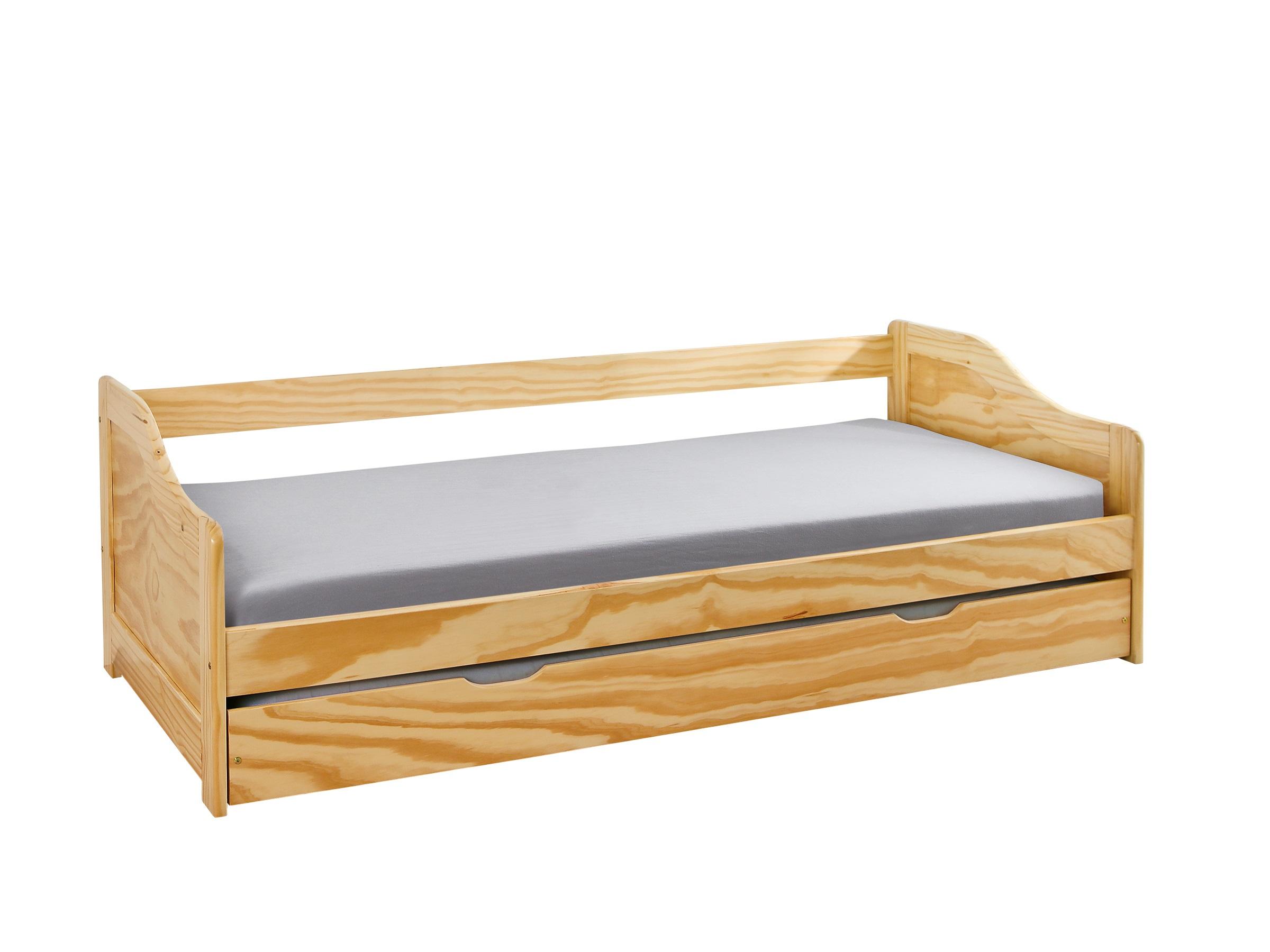 Postel S Výsuvnou Přistýlkou Laura, 90x200, Přírodní - barvy borovice/přírodní barvy, Konvenční, dřevo (90/200cm) - Carryhome