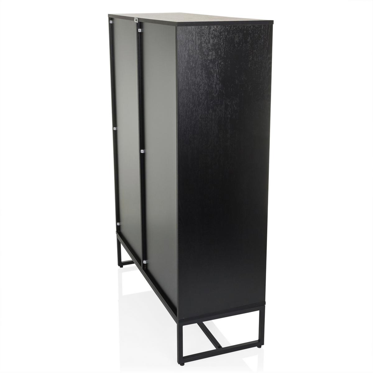 Highboard Amio Eichefarben, Schwarz B: 100 Cm - Eichefarben/Schwarz, MODERN, Holzwerkstoff (100/140/40cm) - MID.YOU