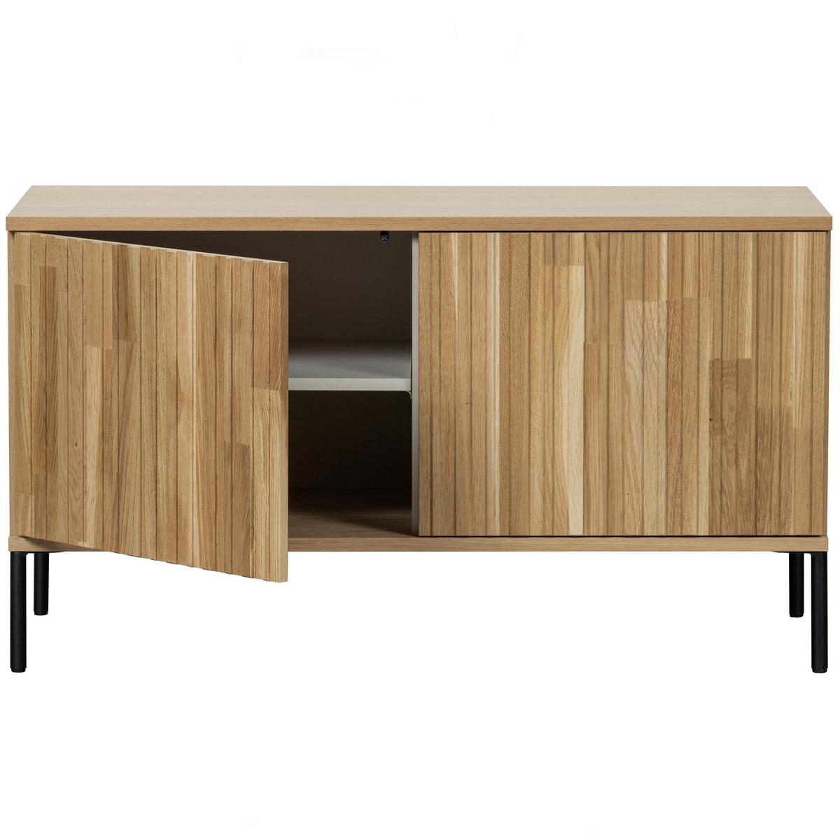 LOWBOARD Gravure Naturfarben B: 100cm - Schwarz/Naturfarben, Design, Holz (100/56/44cm) - Livetastic