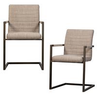 Armlehnstuhl-Set Bas Sandfarben B: 54cm - Sandfarben/Schwarz, MODERN, Textil/Metall (54/87/62cm) - Livetastic