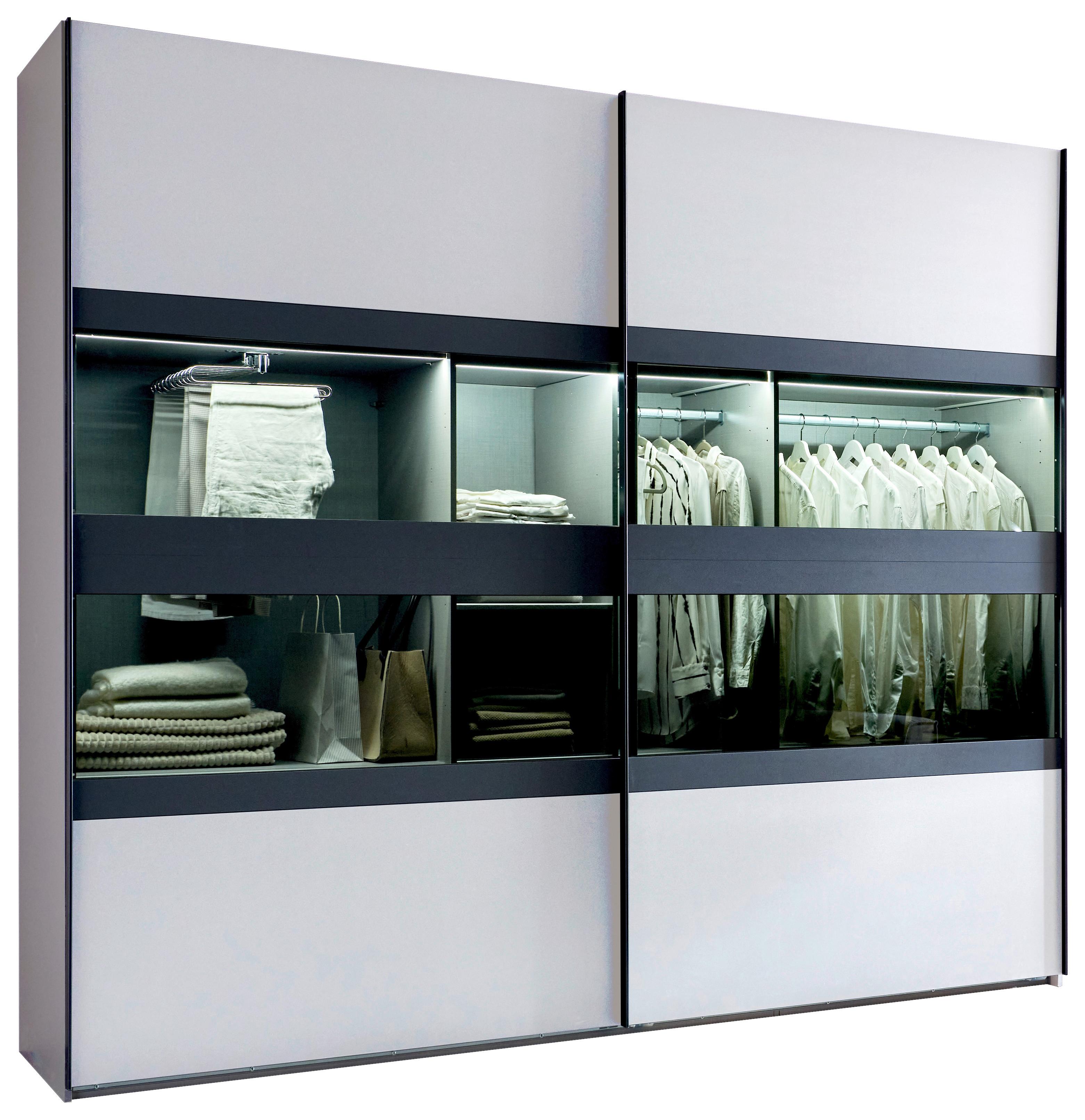 SKRIŇA S POSUVNÝMI DVERAMI EASY PLUS BLACK - čierna/biela, Modern, kov/kompozitné drevo (270/236/65cm)