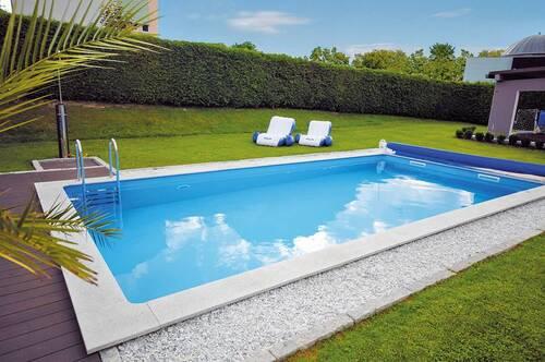 Styroporpool Rechteckig Kwad mit Leiter + Skimmer L: 600 cm - Weiß, MODERN, Kunststoff (600/300/150cm)
