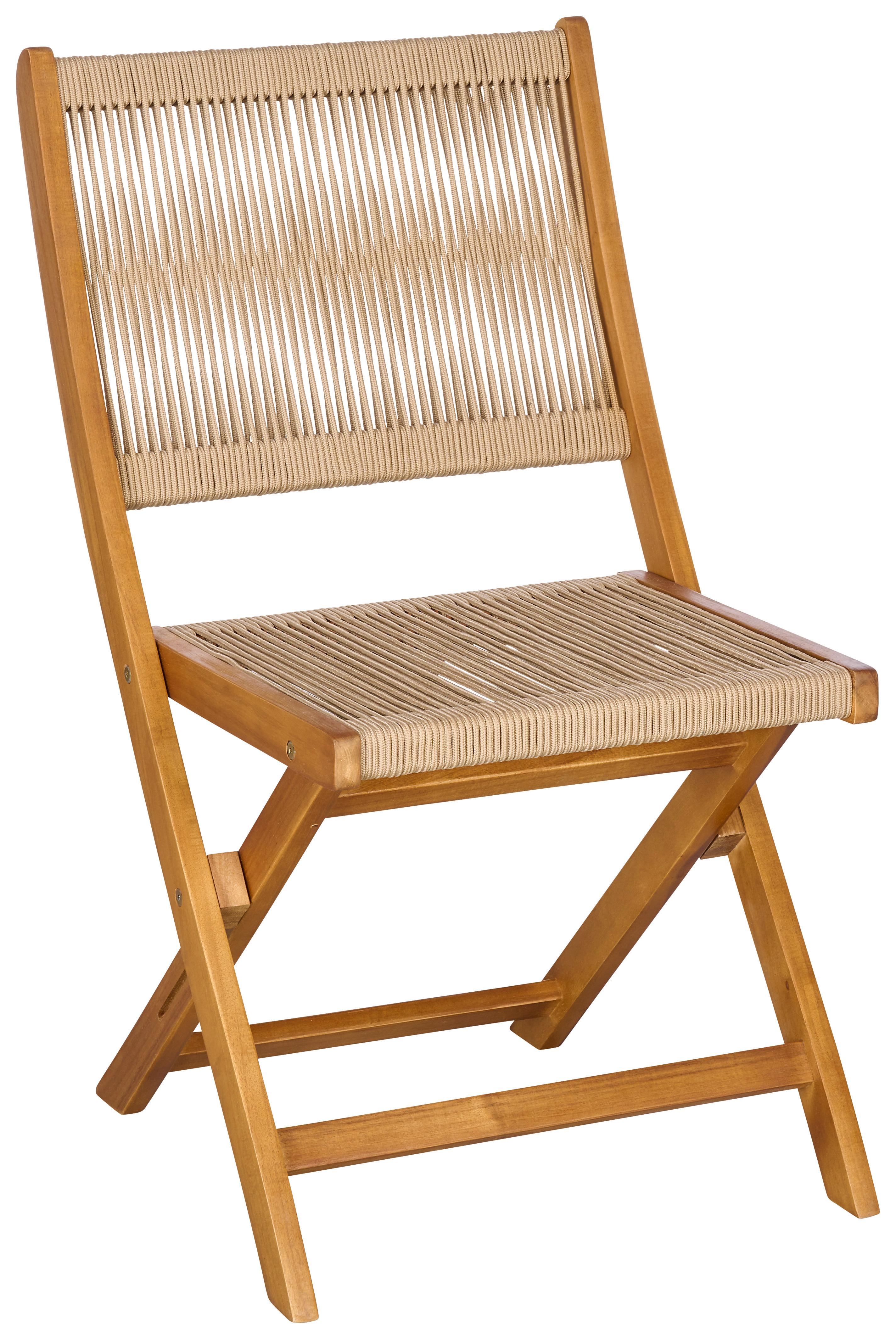 Gartenstuhl Klappbar Bergen Aus Akazienholz - Hellgrau/Akaziefarben, MODERN, Holz/Kunststoff (50/87/58cm) - Beldano