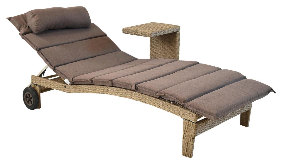 Gartenliege Andalusia - Beige/Braun, MODERN, Textil/Metall (90/100/208cm) - Gardenson