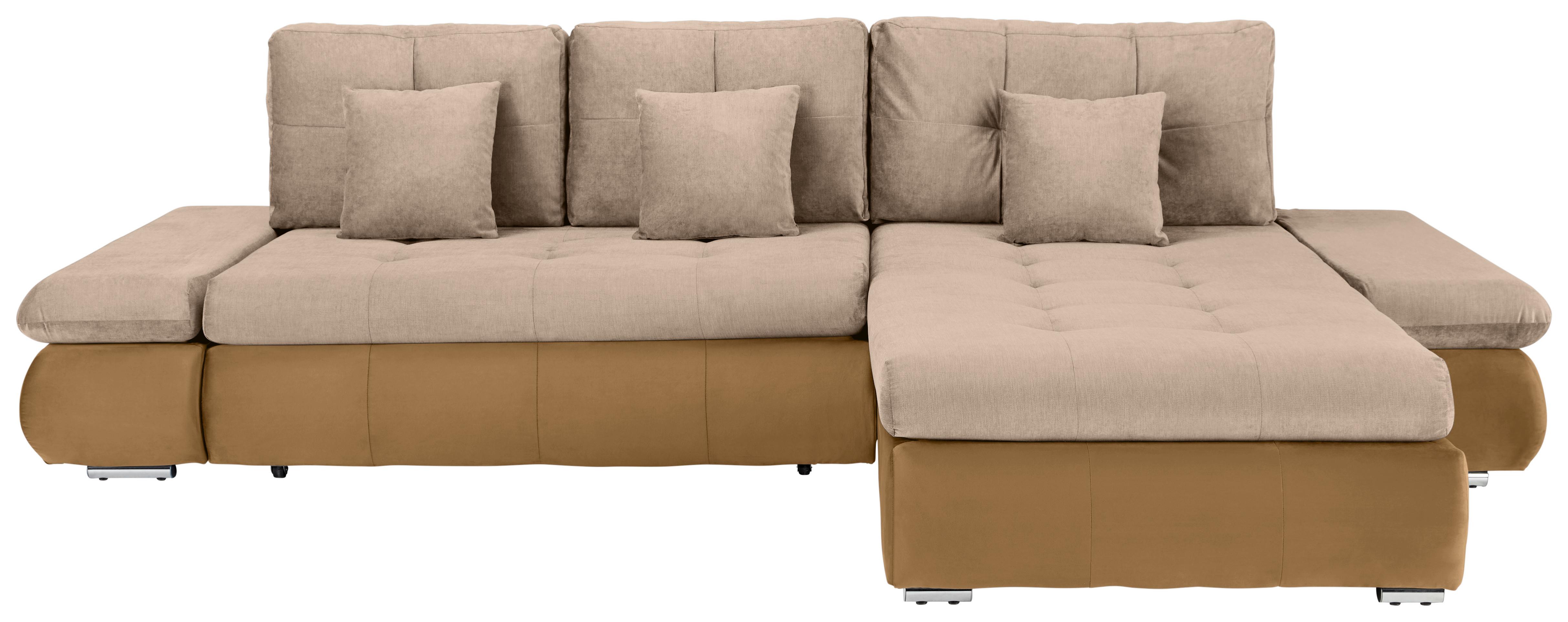 Rohová sedačka ENRICO, oboustranná, béžová - černá/barvy chromu, Konvenční, kov/textil (303/88/185cm) - Based