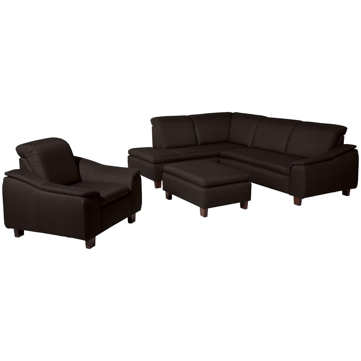 Polsterhocker Aaron Dunkelbraun H: 60 cm - Dunkelbraun/Nussbaumfarben, Design, Textil (90/60/43cm) - Max Winzer