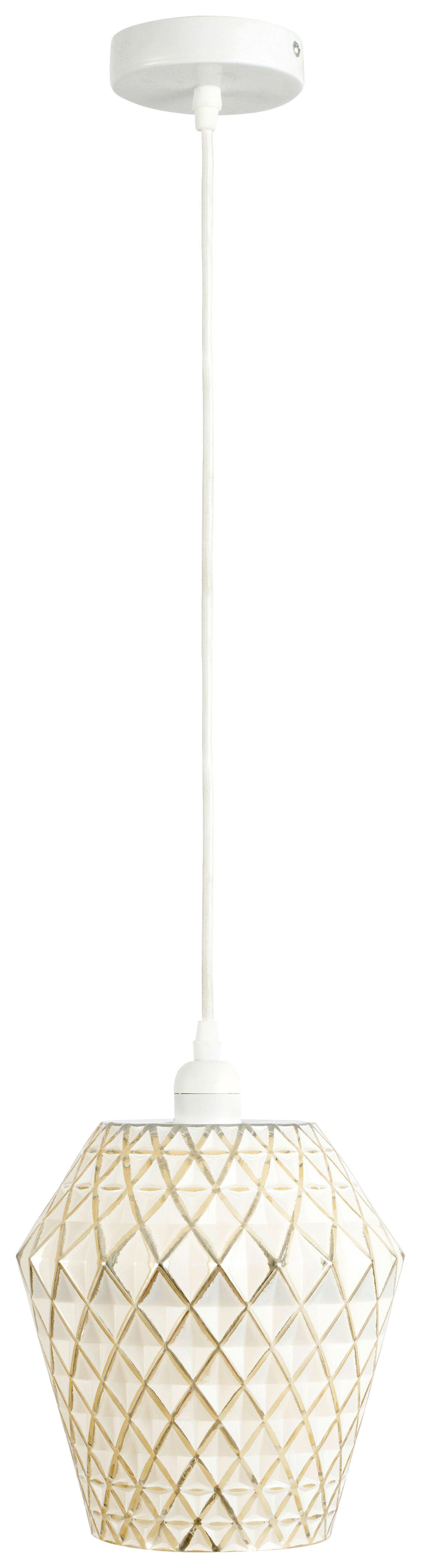 Hängeleuchte Lumi Gold / Weiß - Goldfarben/Weiß, Basics, Glas (20/20/27cm) - Kayoom