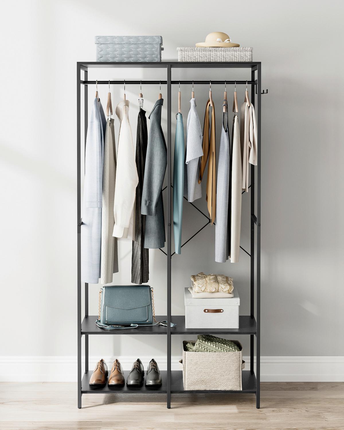 Kleiderschrank Schwarz B: 94,5cm - Schwarz, Basics, Holzwerkstoff/Metall (94,5/180/40cm)