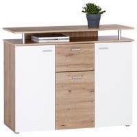 KOMODA LEON - bílá/dub artisan, Moderní, kompozitní dřevo/plast (117/92,3/38cm)