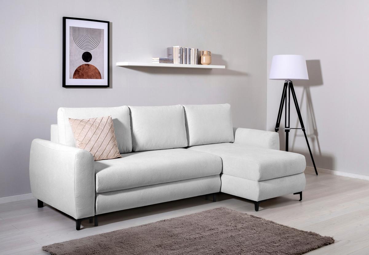 Ecksofa Moli, Grau S: 236x148 cm - Schwarz/Grau, Design, Textil (236/148cm) - MID.YOU