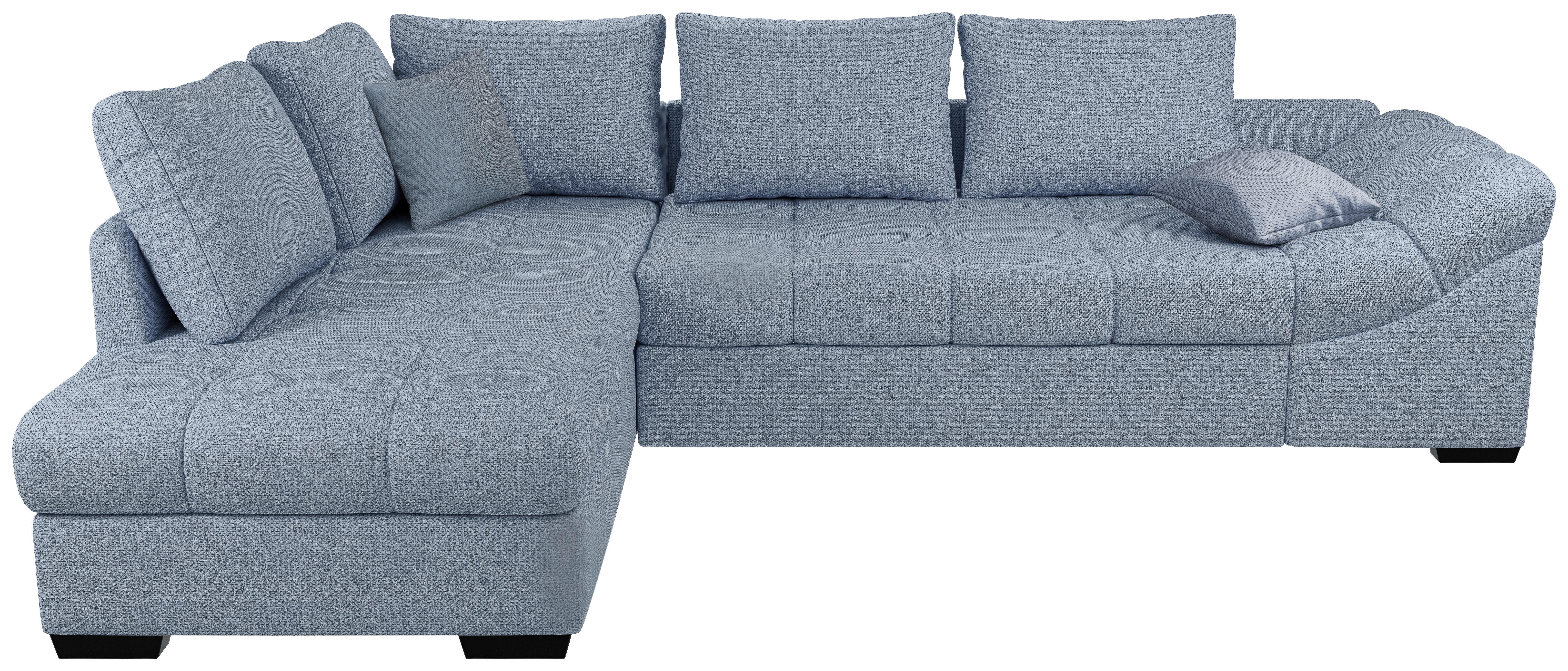 Eckschlafsofa Alvito Hellblau S: 202x298 Cm - Schwarz/Hellblau, MODERN, Textil (202/298cm) - MID.YOU