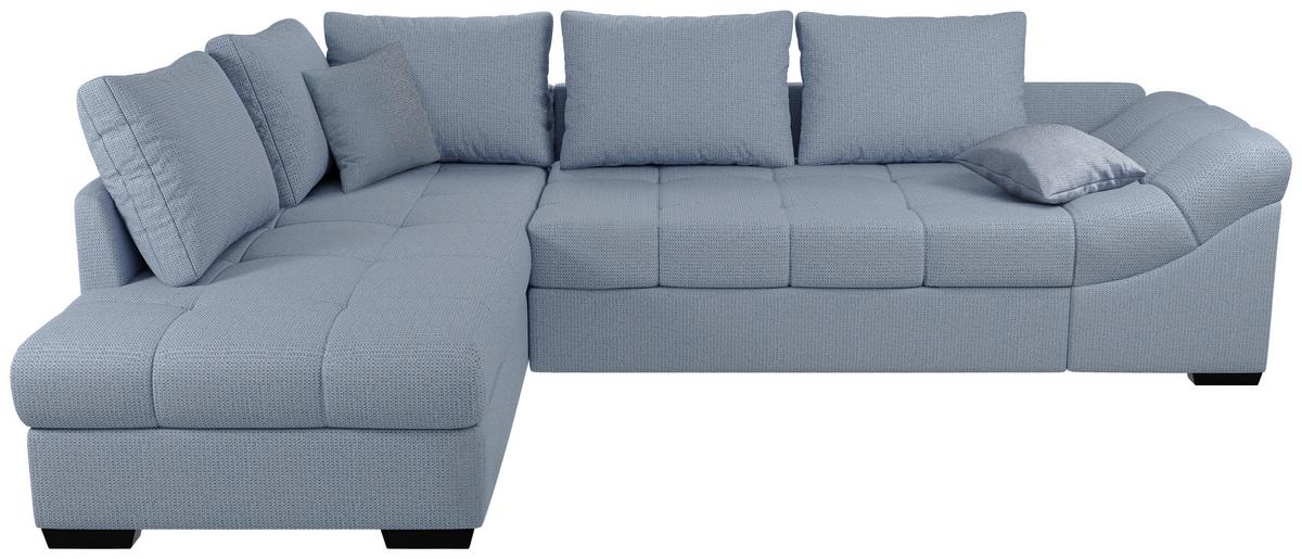 Eckschlafsofa Alvito Hellblau S: 202x298 Cm - Schwarz/Hellblau, MODERN, Textil (202/298cm) - MID.YOU