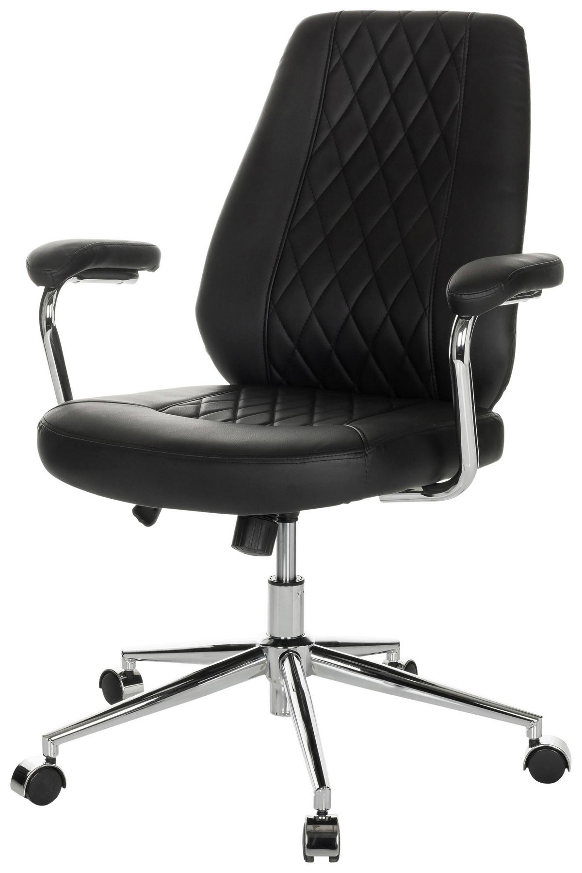 Drehstuhl Theo I - Silberfarben/Schwarz, Basics, Leder/Kunststoff (68/96-103/68cm) - MID.YOU
