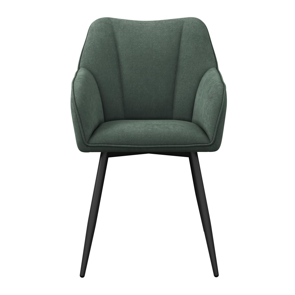 Armlehnstuhl Caro grün gepolstert - Schwarz/Grün, KONVENTIONELL, Holz/Textil (55/83/61cm) - Nedis SmartLife