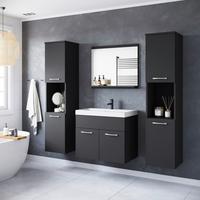 Koupelna 5-dílná MONTREAL XL dekor černá/grafit - bílá/černá, Lifestyle, kov/kompozitní dřevo (120,4/132,8/35cm) - P & B