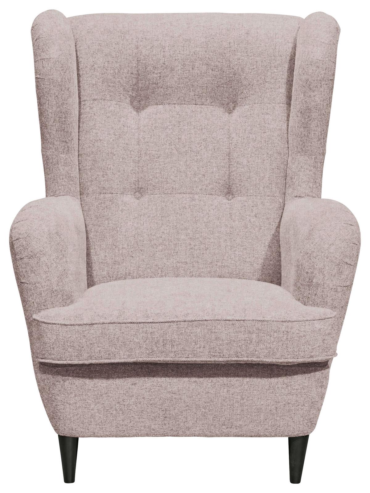 Ohrensessel Oskar Rosa B: 78 cm - Schwarz/Rosa, Basics, Textil (78/102/98cm) - MID.YOU