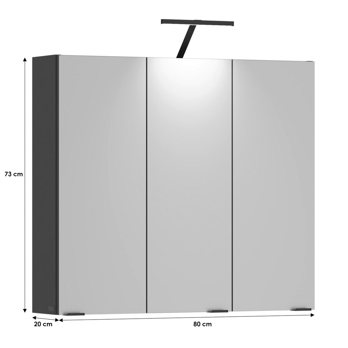 Spiegelschrank Cotia Cotll 3 - Anthrazit, MODERN, Glas/Holzwerkstoff (77/73/20,4cm) - James Wood