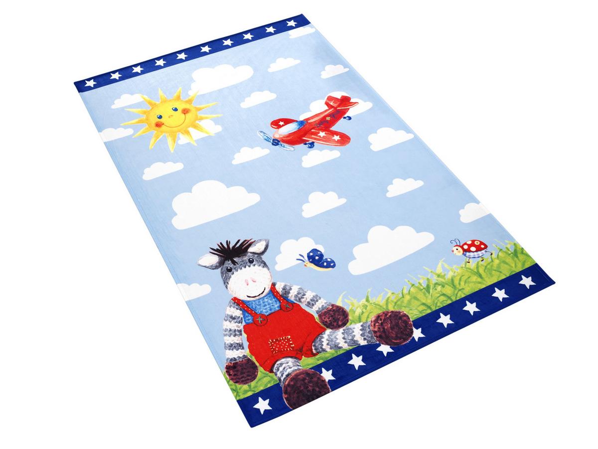 Kinderteppich Zebra Blau/ Weiß Baby Glück 100x160 Cm - Blau/Weiß, Trend, Textil (100/160cm)
