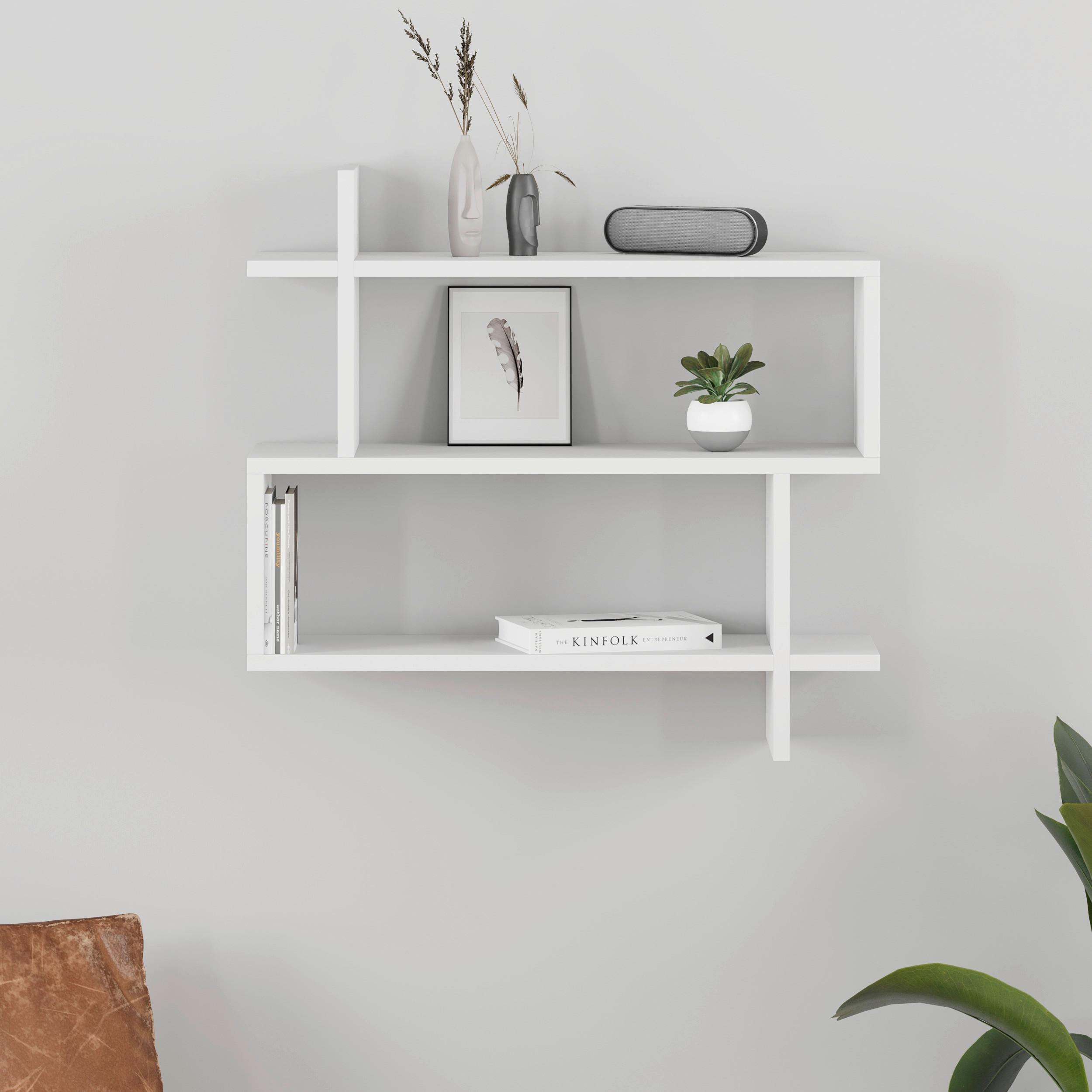 Wandboard Paralel Regal - Weiß, Design, Holzwerkstoff (70/65/22cm) - Livetastic