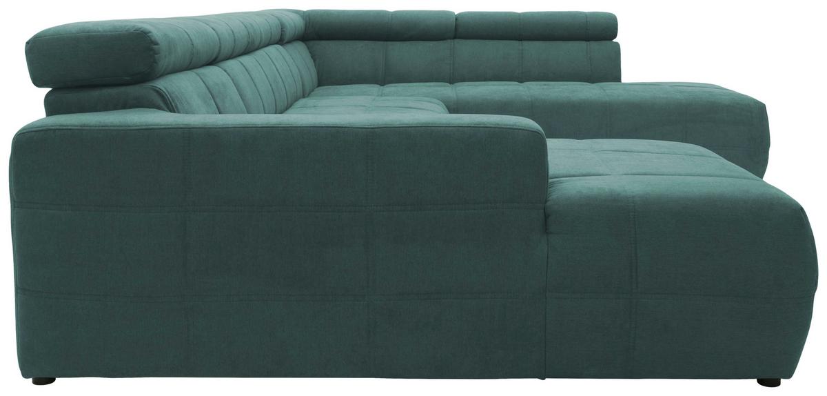 Wohnlandschaft Brandon Kopfteilverstellung Mintgrün - Schwarz/Mintgrün, Design, Textil (175/359/228cm) - MID.YOU