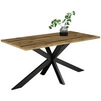 Esstisch Alex Schwarz, Plankeneiche - Plankeneiche/Schwarz, MODERN, Holzwerkstoff/Metall (160/90/78cm) - Livetastic