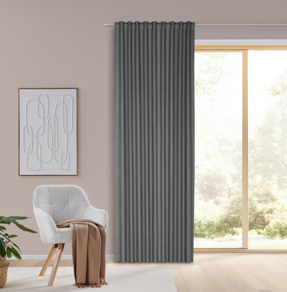 HOTOVÝ ZÁVĚS ULRICH 300CM - antracitová, Moderní, textil (135/300cm) - Modern Living