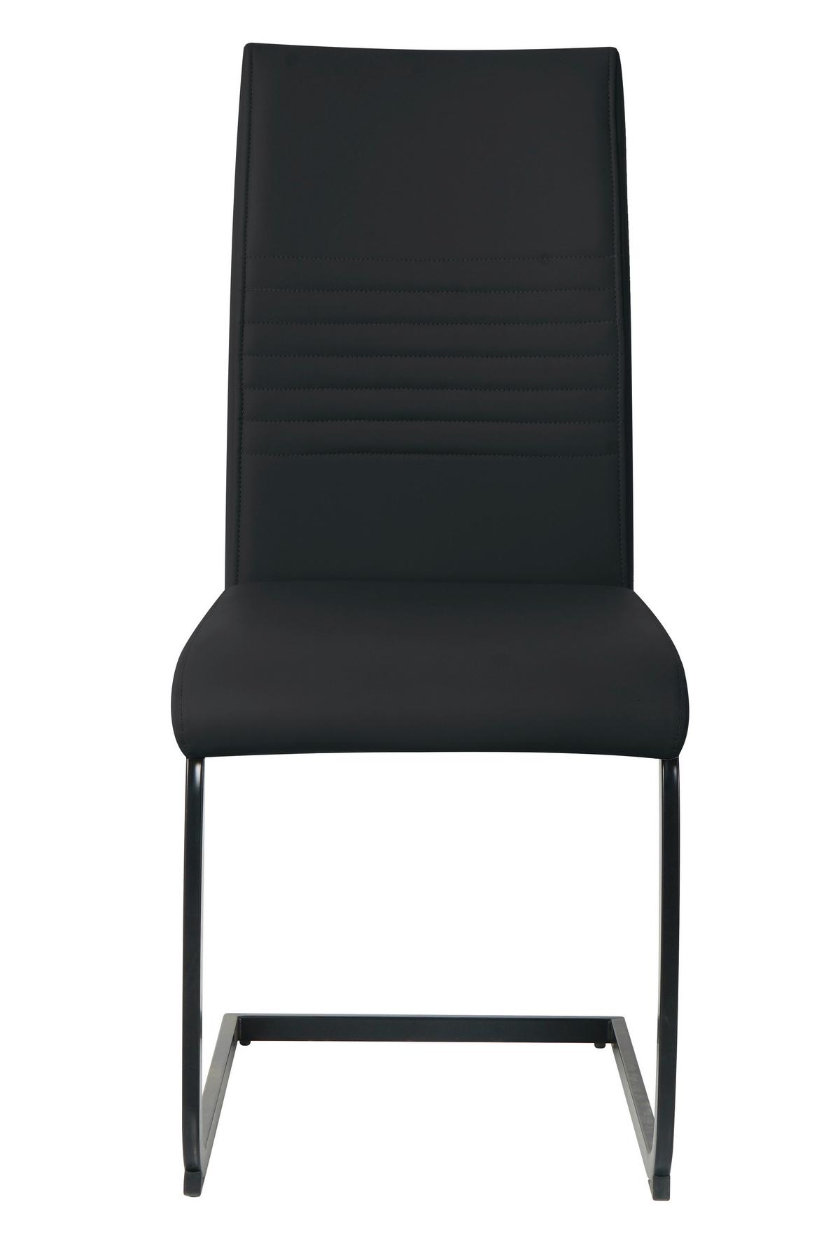 Stuhl-set Lederlook Schwarz, B: 42cm - Schwarz, Design, Kunststoff/Textil (42/97/59cm) - Livetastic