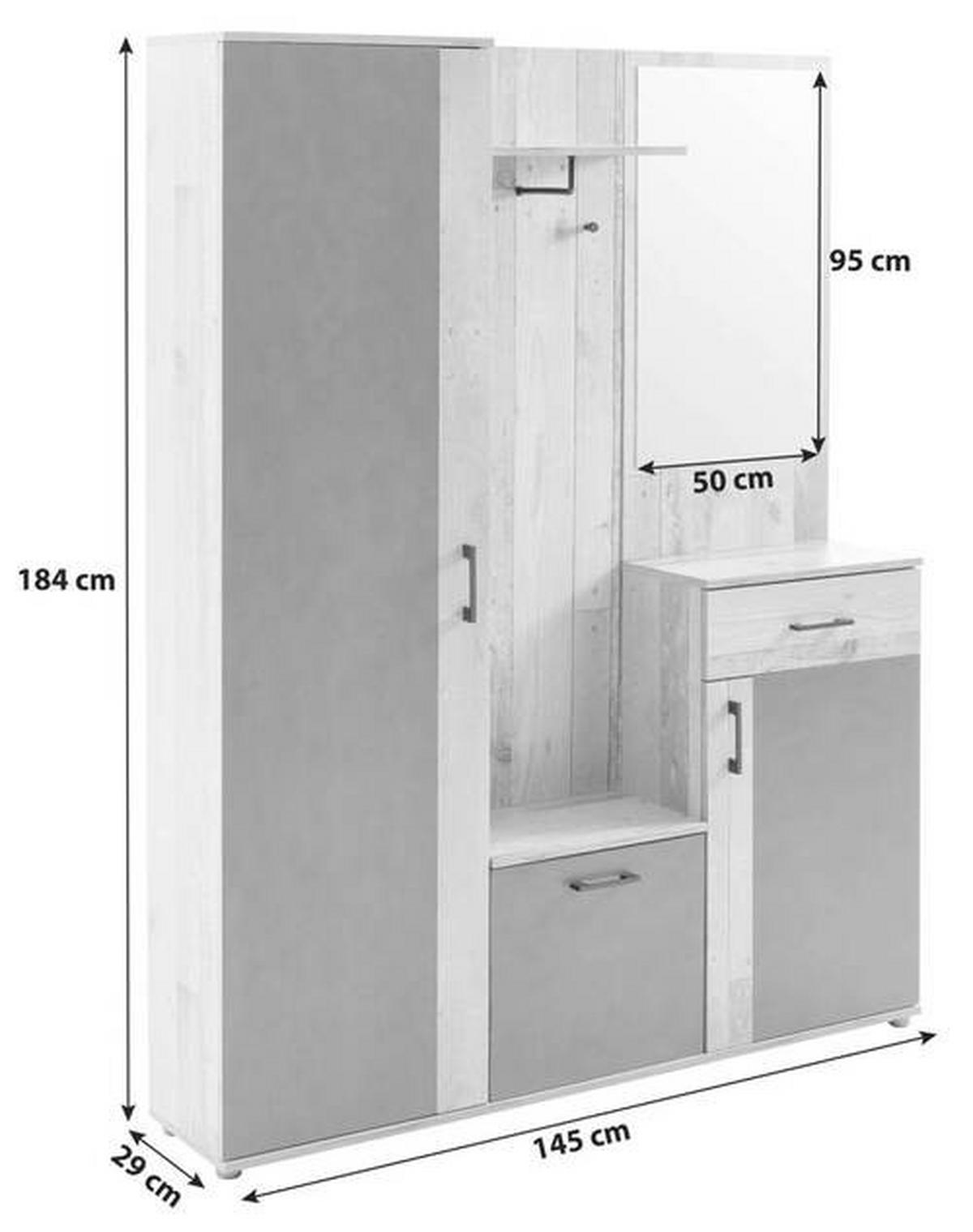 Garderobe Hanna Eichefarben/Anthrazit B: 145cm - Eichefarben/Anthrazit, Design, Holzwerkstoff (145/184/29cm) - Livetastic