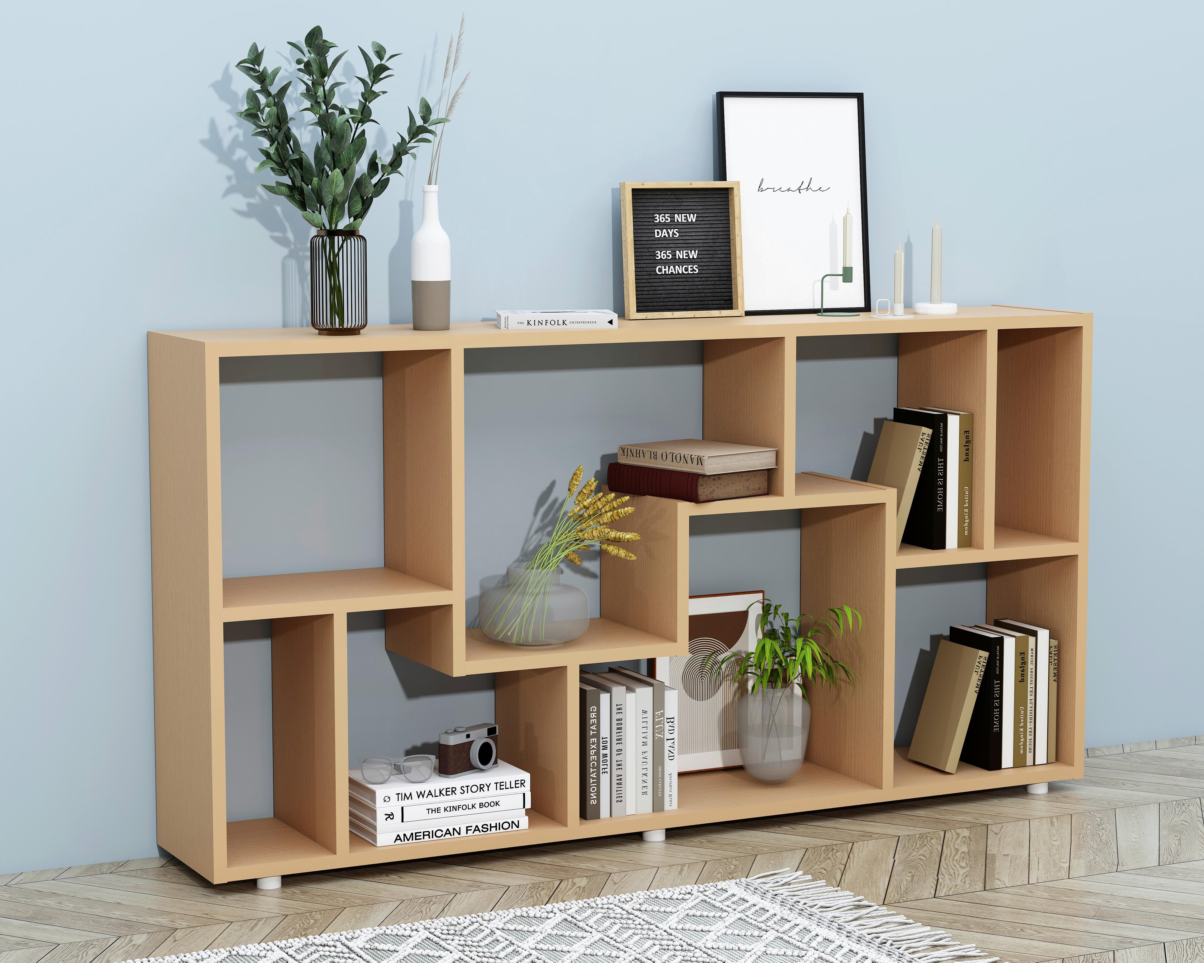 Regal Lanisa Buchefarben Dekor - Silberfarben/Buchefarben, Design, Holzwerkstoff (116/58/20cm) - MID.YOU