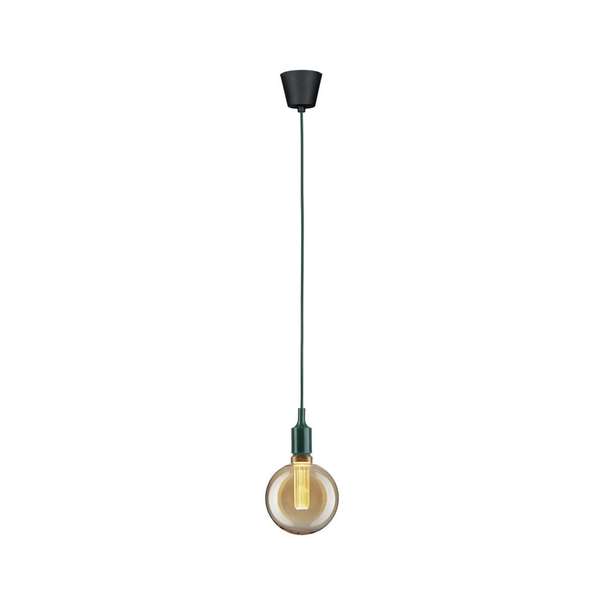 Hängeleuchte Ø 9 cm 1-Flammig - Schwarz/Grün, Basics, Kunststoff/Textil (9,0/218cm) - Paulmann