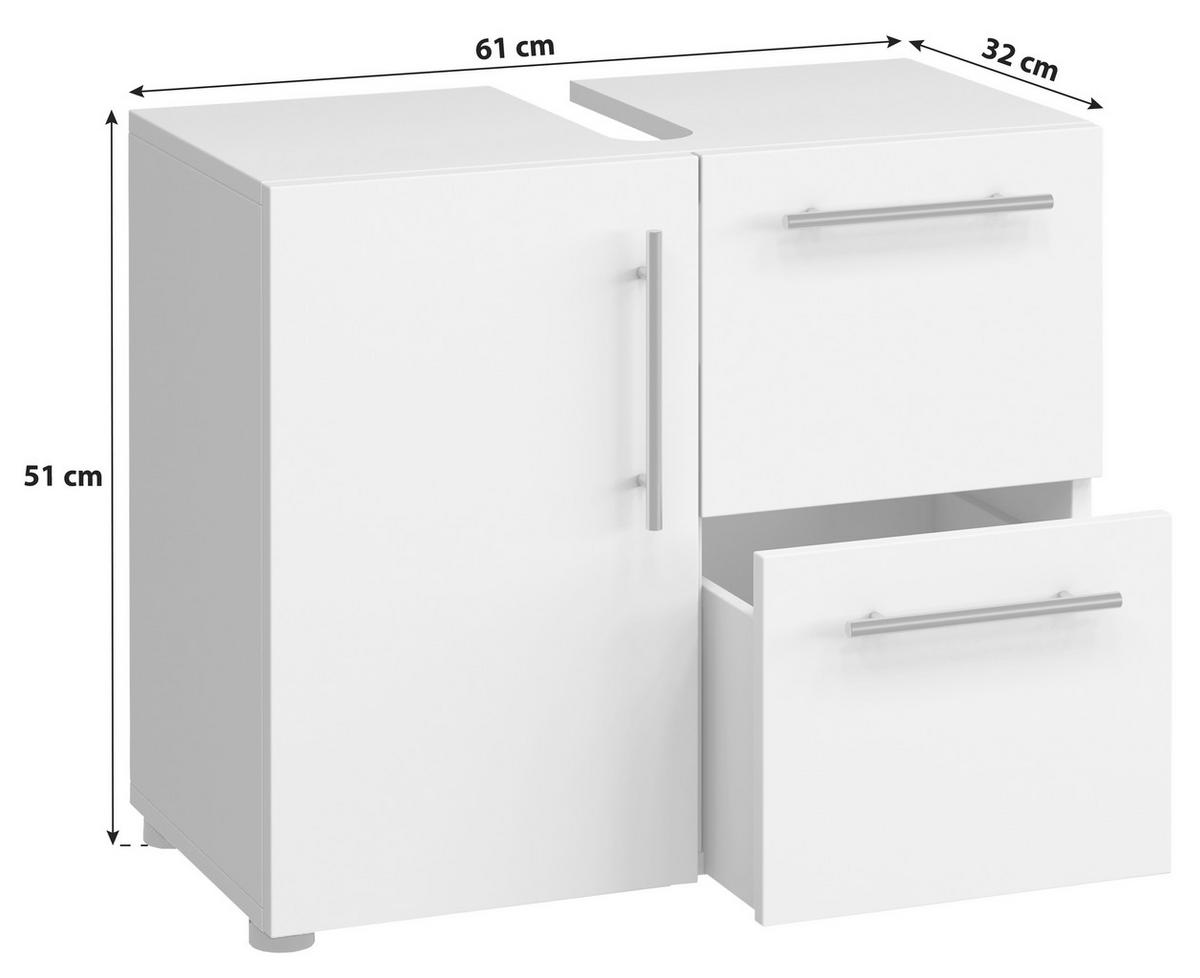 Waschbeckenunterschrank Flandu B: 61 Cm Betonoptik - Weiß/Grau, Basics, Holzwerkstoff (61/51/30cm) - MID.YOU