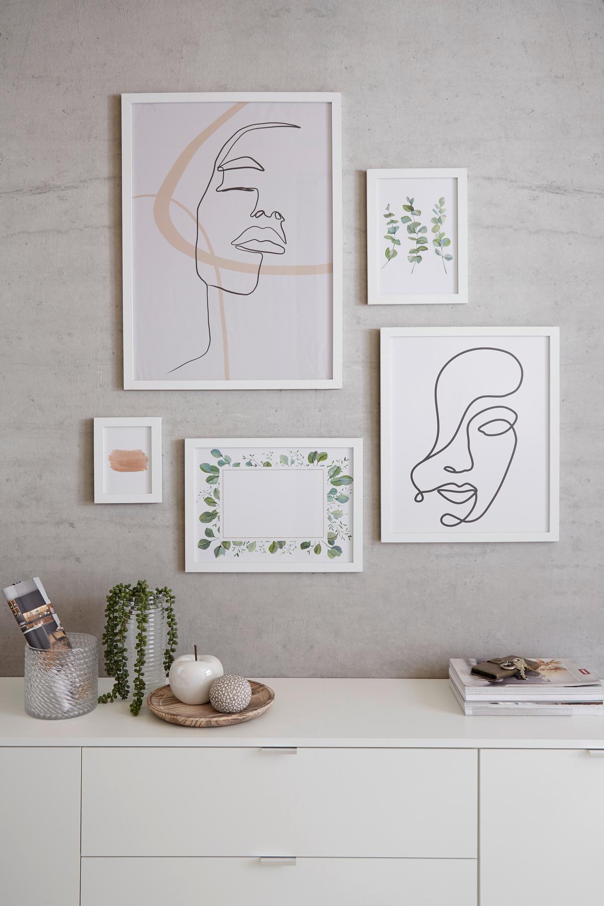 Bilderrahmen Caralina Holz- Dekor Weiß, BxH: 53,3x73,3 cm - Weiß, Basics, Glas/Holz (53,3/73,3/1,5cm) - Luca Bessoni