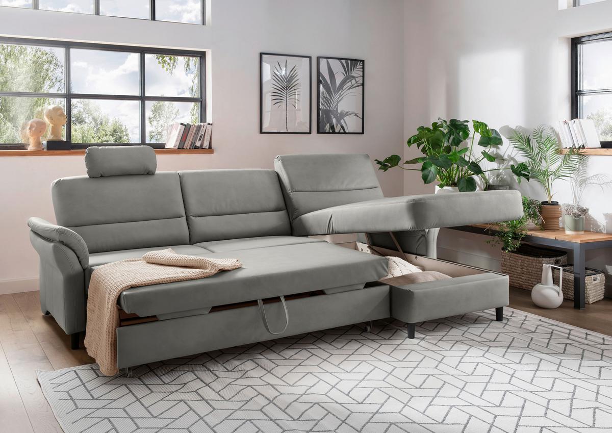 Ecksofa Cavoli, Grau S: 279x176 cm - Schwarz/Grau, MODERN, Textil (279/176cm) - Livetastic