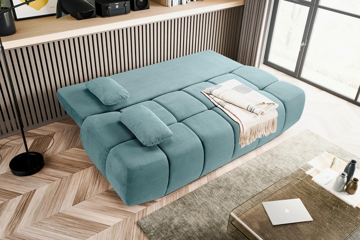 Schlafsofa Lauder Minttürkis B: 207cm - Schwarz/Minttürkis, Basics, Holz/Textil (207/93/105cm) - MID.YOU