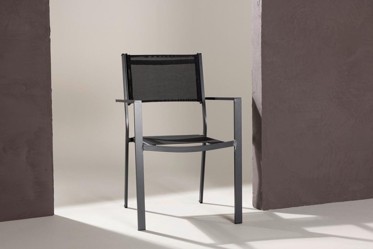 Stapelsessel Copacabana - Schwarz, KONVENTIONELL, Textil/Metall (56.5/88/61cm) - Gardenson