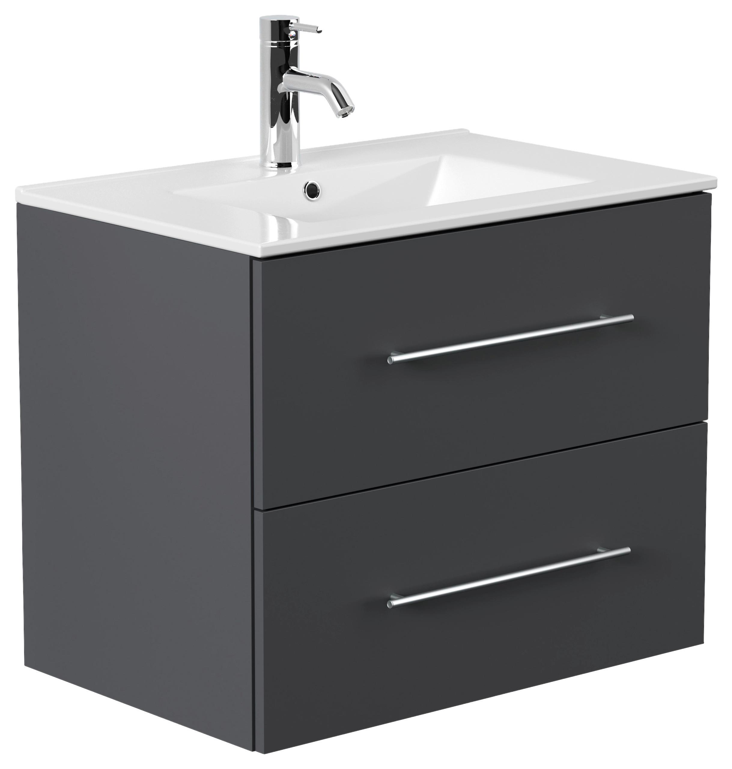 WASCHTISCHKOMBI Homeline, Graphitf, B: 71 cm - Graphitfarben/Weiß, Basics, Keramik/Holzwerkstoff (71cm) - MID.YOU