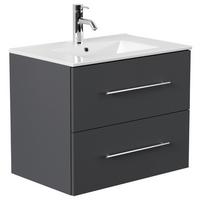 WASCHTISCHKOMBI Homeline, Graphitf, B: 71 cm - Graphitfarben/Weiß, Basics, Keramik/Holzwerkstoff (71cm) - MID.YOU