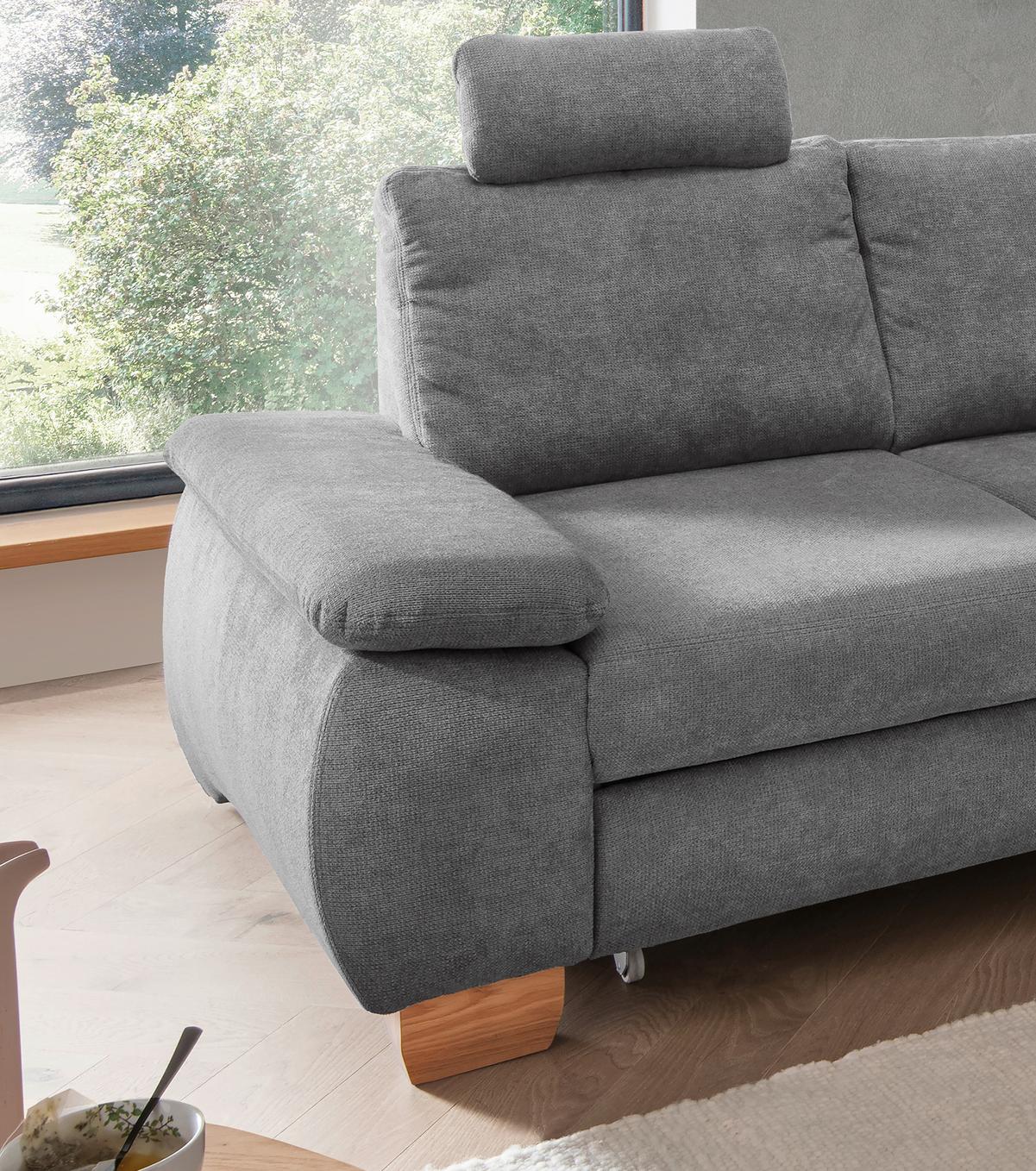 Eckschlafsofa Positano, Grau S: 261x206 Cm - Wildeiche/Grau, MODERN, Textil (261/206cm) - Livetastic