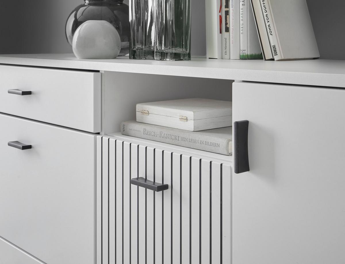 Sideboard Hudson Schwarz/Weiß B: 150 cm - Schwarz/Weiß, Design, Holzwerkstoff (150/80/42cm) - MID.YOU